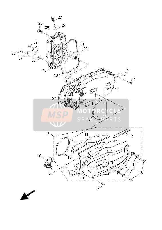 Yamaha YP125R (MBL2) 2015 Crankcase Cover 1 for a 2015 Yamaha YP125R (MBL2)